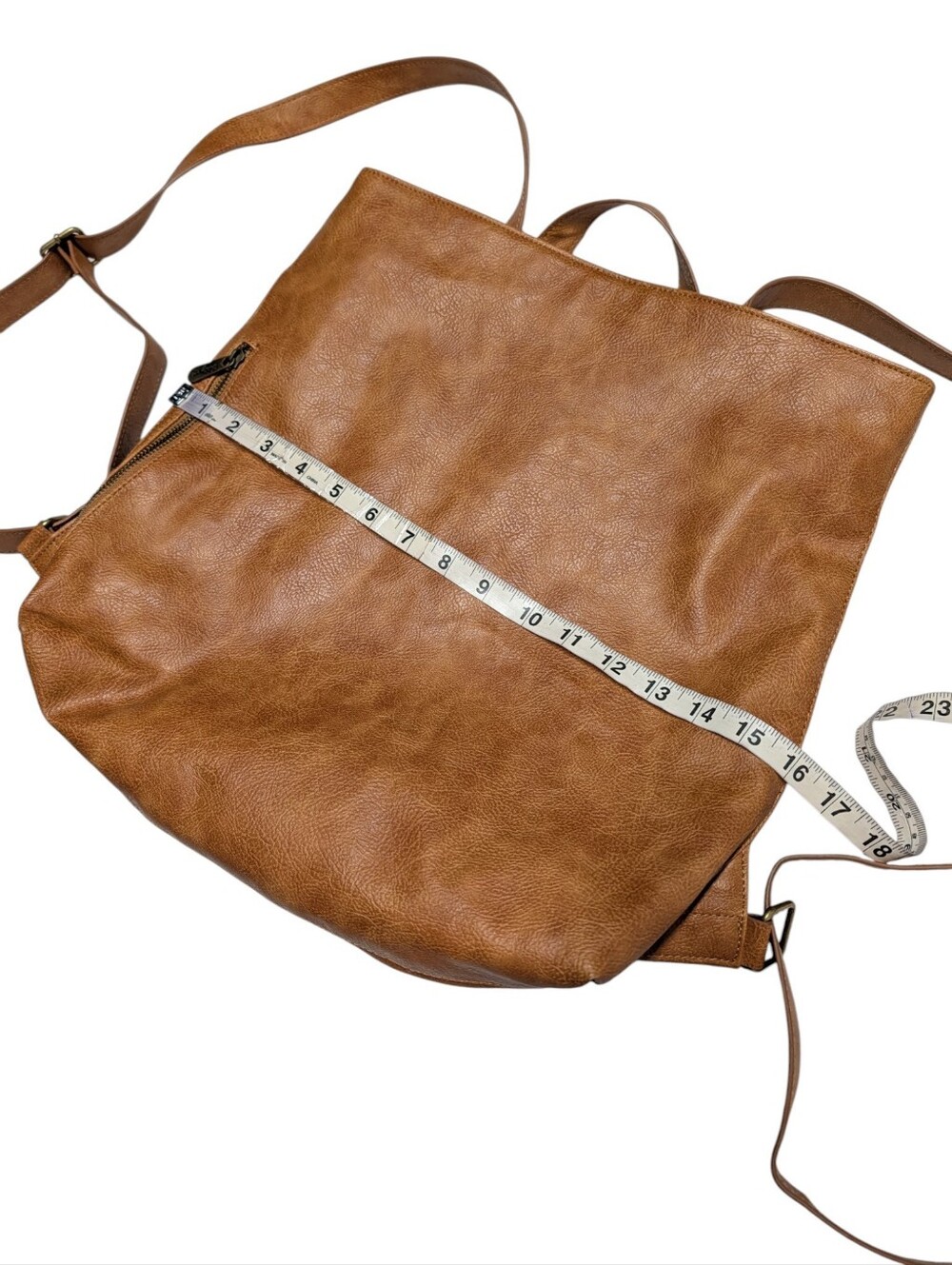 Thirty-One Women's Brown Backpack Tote Cognac Tan Vegan Faux Leather  Bag - Picture 7 of 9